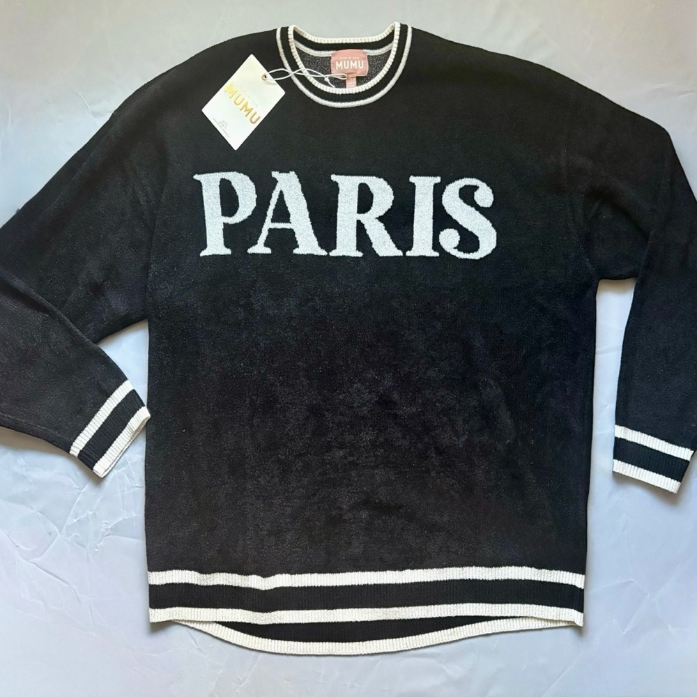 Show Me Your Mumu oversized Sweater Paris Graphic Knit NWT Small